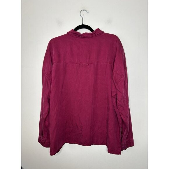 Dear John Long Sleeve Tencel Maroon Red Women’s Button Down Top Size Large NWT - Picture 4 of 9
